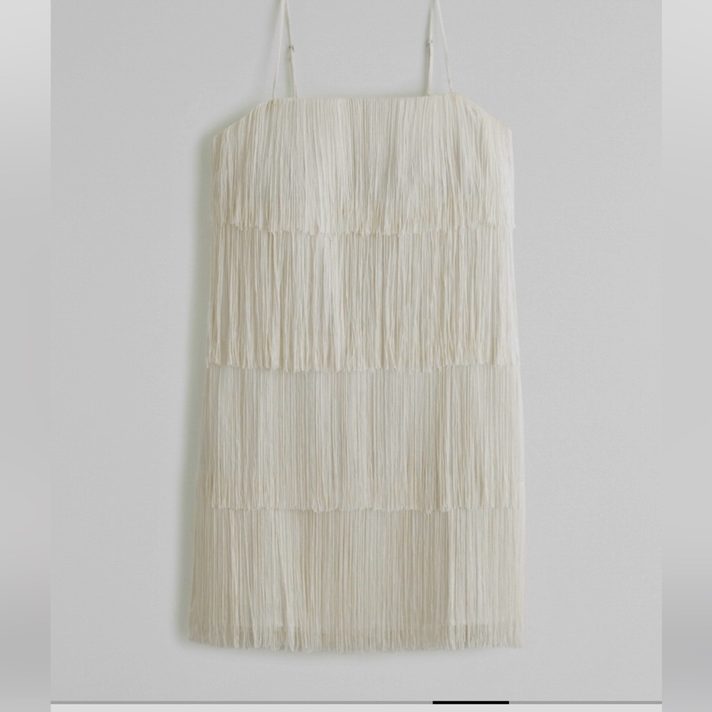 Abercrombie white fringe flapper dress mini